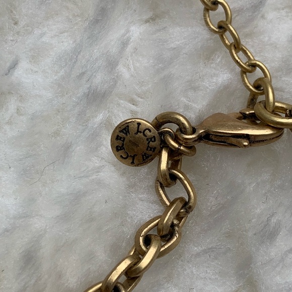 J Crew Brushed Gold Blue Geometric Necklace - Picture 3 of 4